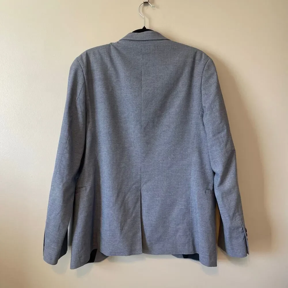 H&M Super Skinny Fit Blazer light blue microrib wool blend size 40R